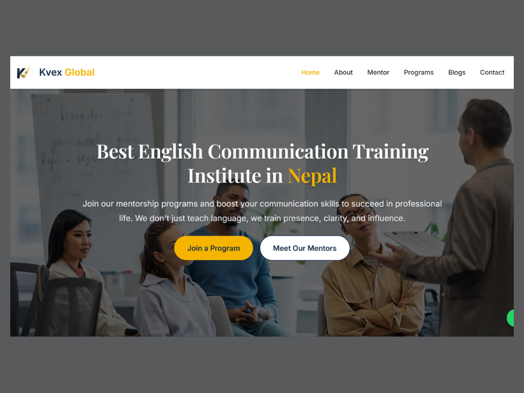 Preview of KVEX Global client website